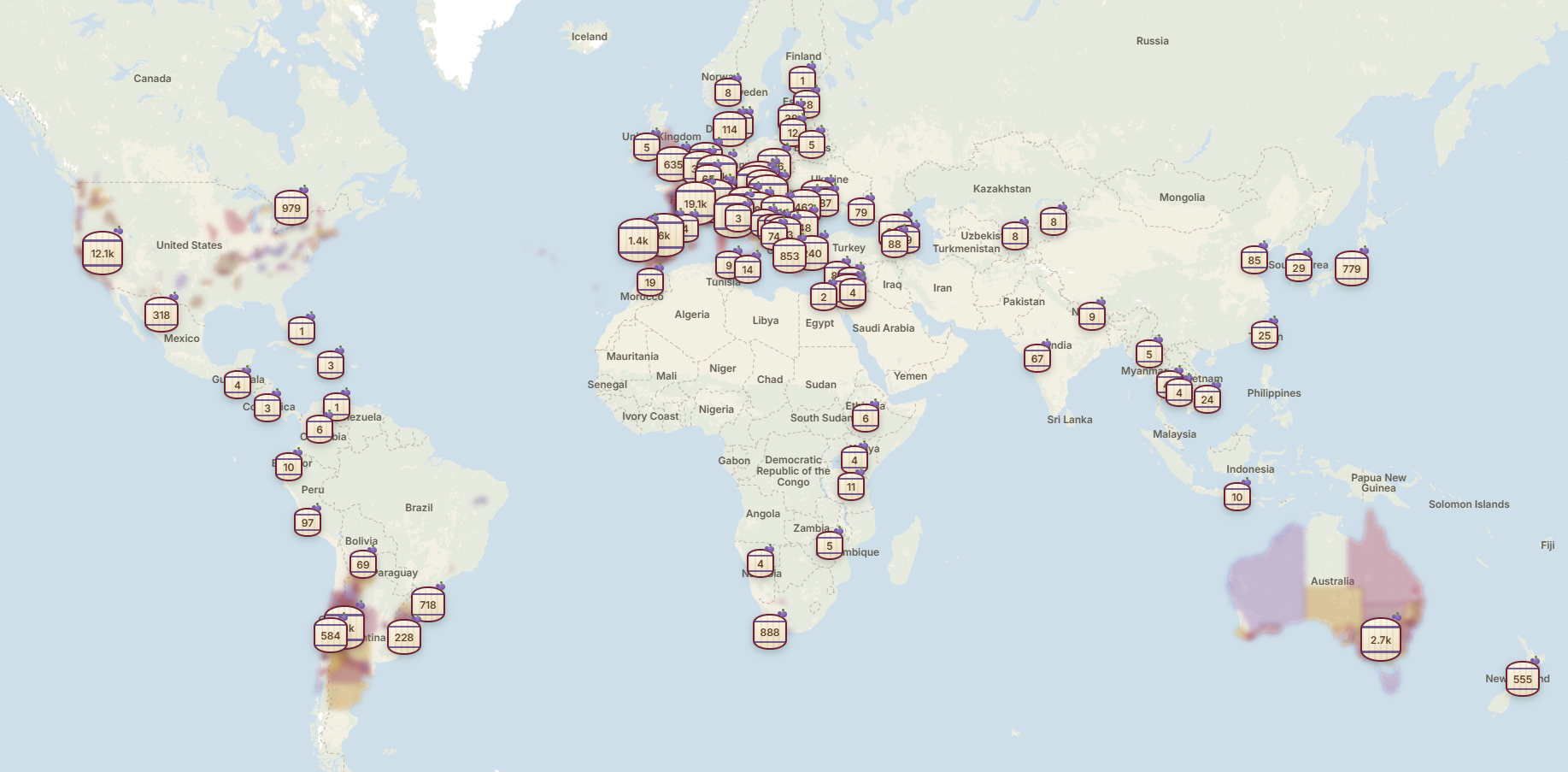 World Winery Map: 104 330 winiarni w 90 krajach.